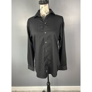 Men's Van Henusen Flex Black thin pinstriped long sleeve button up shirt